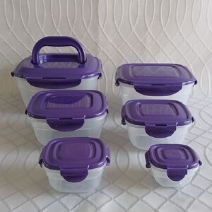 NWOT LocknLock 6-Piece Nestable ZEN shape bowl Storage Set with Purple Lids